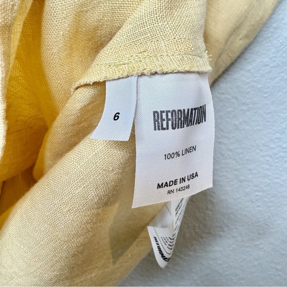 Reformation Roarke Butter Yellow Linen Women’s Strappy Mini Dress Sz 6 - Picture 8 of 15